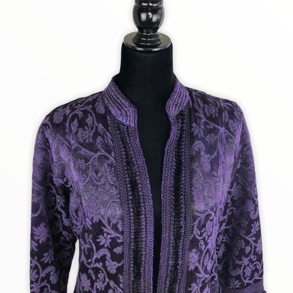 Coldwater Creek Rich Purple Tapestry Brocade Jacket size Petite Medium - Picture 2 of 14